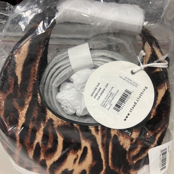 STAUD Lady Leopard Good Night Moon Top Handle Bag - Picture 13 of 15